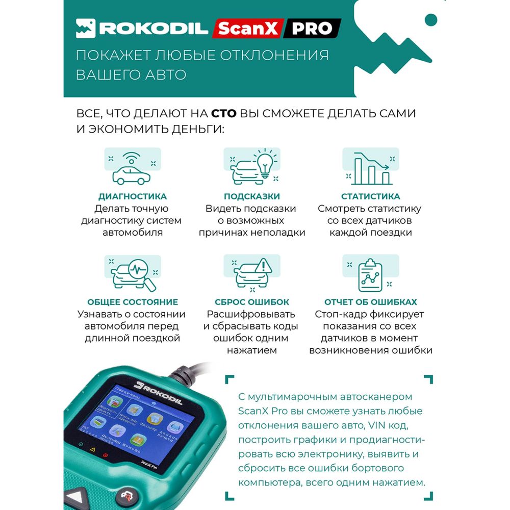 Автосканер Rokodil ScanX Pro 1045059 (арт. 17711395) — купить с доставкой