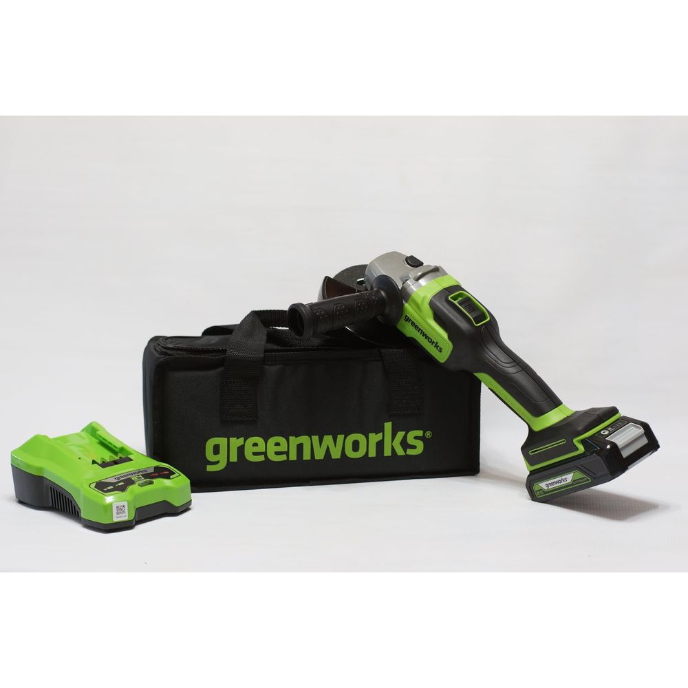 Аккумуляторная угловая шлифовальная машина GreenWorks GD24AG 3200207UA  (арт. 21584764) — купить с доставкой