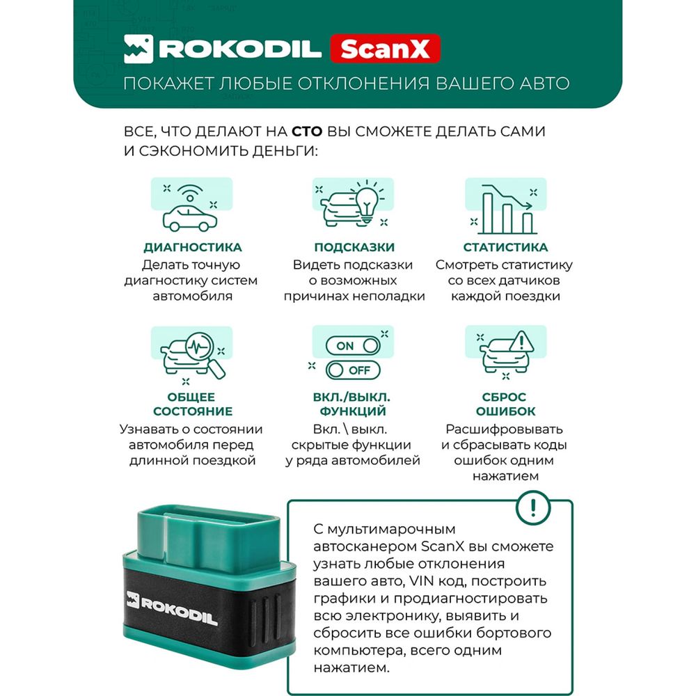 Автосканер Rokodil ScanX 1045054 (арт. 17711240) — купить с доставкой