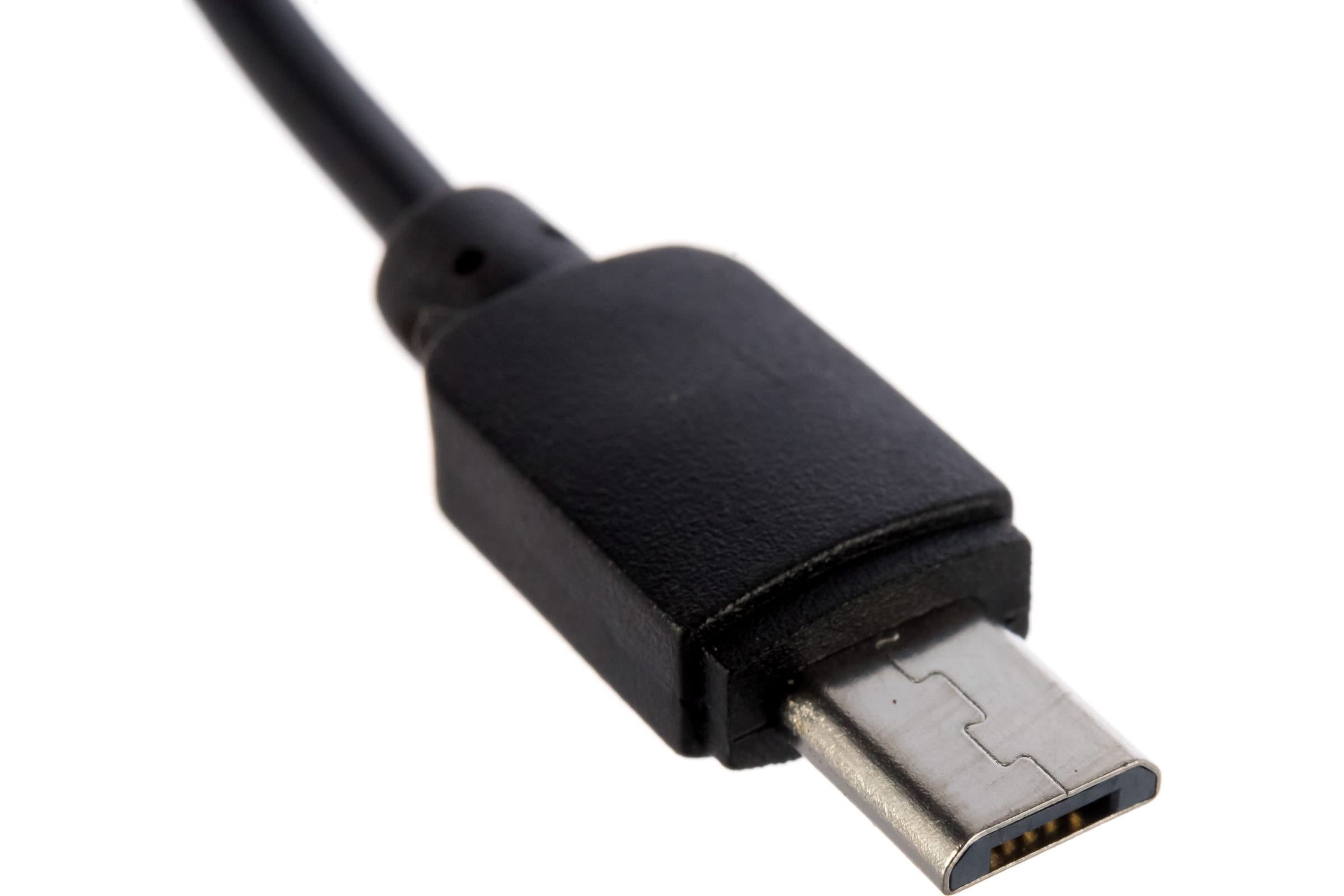 Кабель USB - micro USB (длинный коннектор) черный (1м)