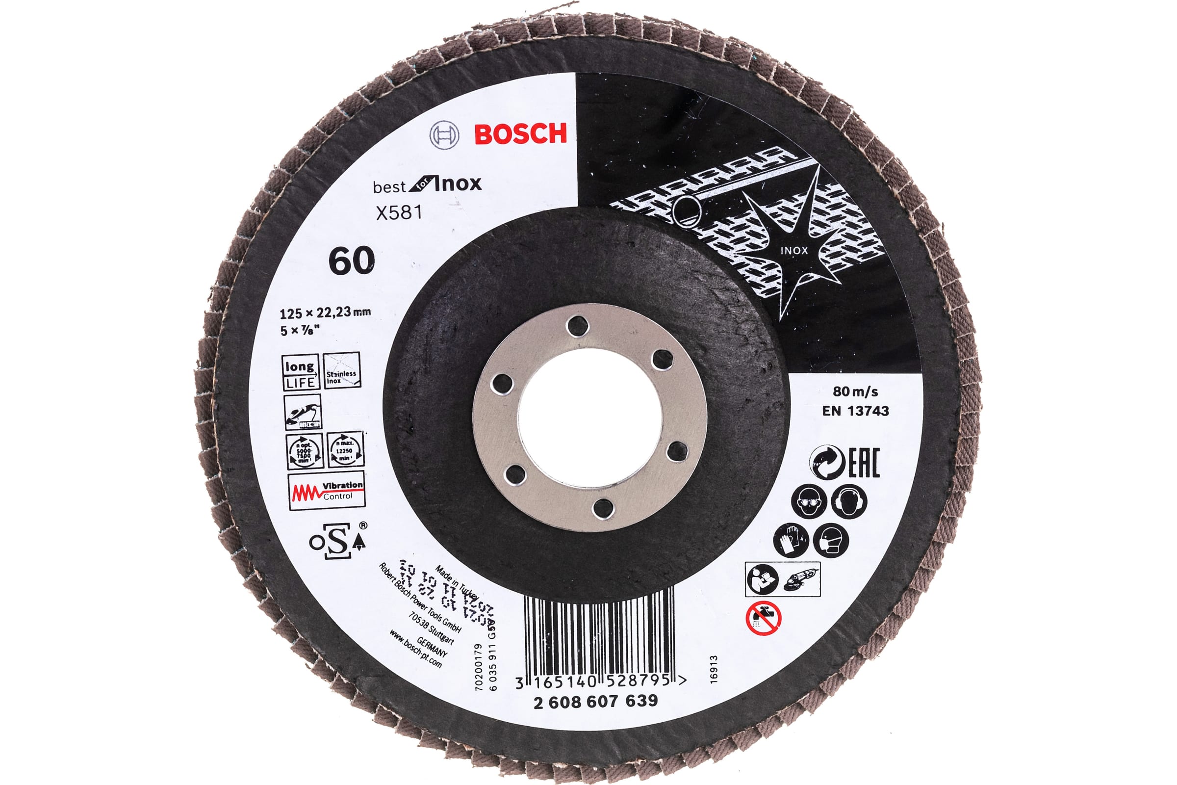 Круг лепестковый Best for Inox для УШМ (125х22,2 мм; К60) Bosch 2608607639  (арт. 15457729) — купить с доставкой