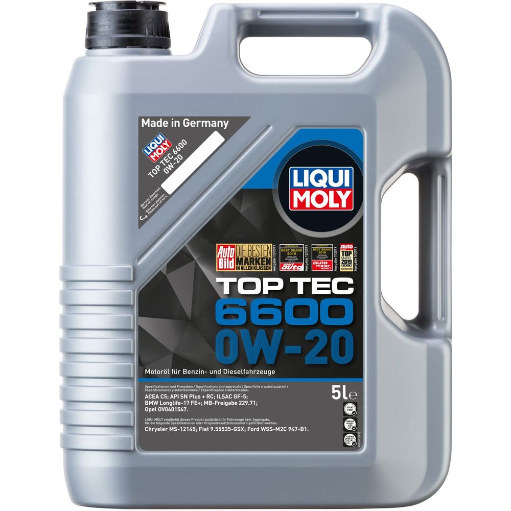 НС-синтетическое моторное масло LIQUI MOLY Top Tec 6600 0W-20 SN Plus + RC  C5 GF-5 5л 21411 (арт. 16489276) — купить с доставкой