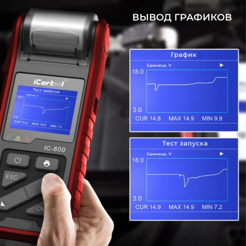 Тестер аккумуляторных батарей (АКБ) 6/12/24V iCarTool IC-600 (арт.  28390196) — купить с доставкой