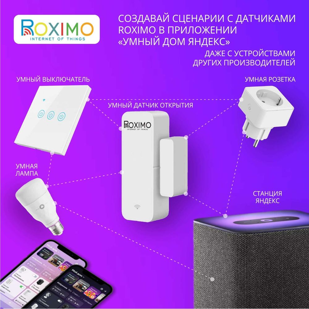 Умный WiFi датчик открытия дверей и окон Roximo SWD06 (арт. 22829919) —  купить с доставкой