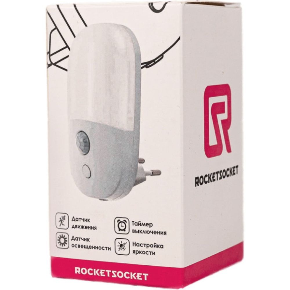 Светодиодный ночник ROCKETSOCKET с датчиком движения овальный, Вкл/Выкл/Авто,  3 режима яркости, теплый белый свет, 0.5Вт, Белый RS-791A (арт. 25795043) —  купить с доставкой