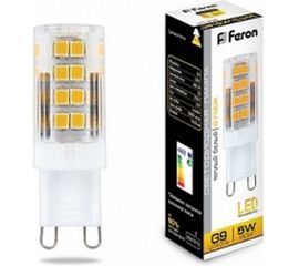 Светодиодная лампа FERON 5W 230V G9 2700K, LB-432 25769 