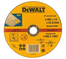 Круг отрезной по металлу INDUSTRIAL, 180х1.6х22 мм DEWALT DT42380Z 