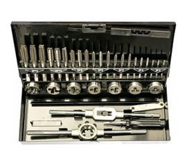 Плашки и метчики TOPEX M3 - M12, набор 32 шт., метал. кейс 14A426 