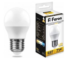 Светодиодная лампа - шарик E27 7W 2700K FERON LB-95 25481 