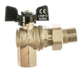 Угловой кран Американка Н/В Ду-15 /1/2" Бабочка черная Bugatti OREGON 5940001 