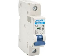 Автоматический выключатель ANDELI DZ66-63/1P 63A 6kA х-ка C ADL01-234 