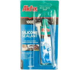 Универсальный силиконовый герметик Akfix 100E белый, 50 мл SA112 