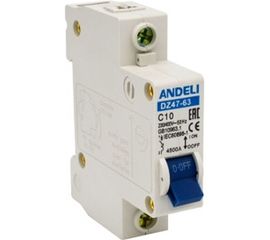 Автоматический выключатель ANDELI DZ47-63/1P 10A 4.5kA х-ка C ADL01-063 
