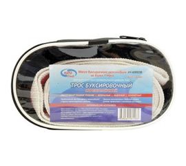 Буксировочный трос AUTOVIRAZH 7 т 5 м - лента с 2 крюками в чехле на молнии AV-600038 