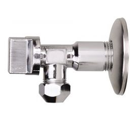 Шаровый усиленный угловой кран для подключения стационарных приборов с отраж. 1/2"х3/8" с цангой M10 тип L86 хром 265 МастерПроф MP-У ИС.080444 