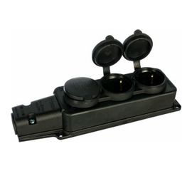 Каучуковая колодка 3 гнезда с з/к и крышкой 220В 16А, IP54, чёрная BEMIS BK1-1402-2613/3613 8698523906132 