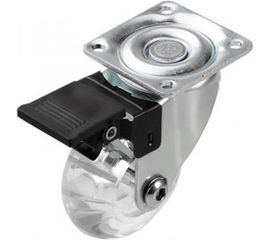 Поворотное колесо на площадке с тормозом Brante 35мм полупрозрачный полиуритан 104316 
