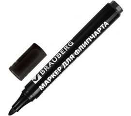 Маркер для флипчарта, непропитывающий, 2,5 мм, черный, BRAUBERG 151253 