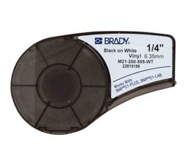 Лента 6.35 мм/6.4 м винил, черный на белом Brady M21-250-595-WT brd139744 