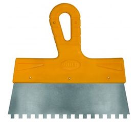 Фасадный зубчатый шпатель (150 мм, нержавеющая сталь, 8 мм, желтая ручка) Biber МАСТЕР 35182 тов-176009 