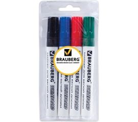 Набор маркеров для доски BRAUBERG 4 шт., классические, круглый наконечник 5 мм 150417 