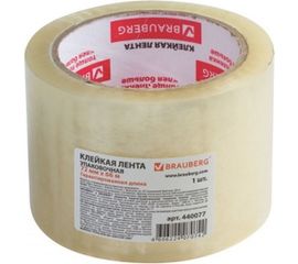 Клейкая лента BRAUBERG 72 мм х 66 м, упаковочная, прозрачная, 45 мкм, 440077 