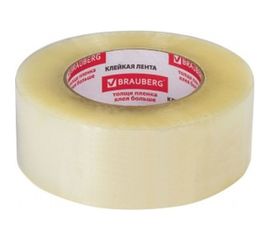 Клейкая лента BRAUBERG 48 мм х 200 м, упаковочная, прозрачная, 45 мкм, 440089 