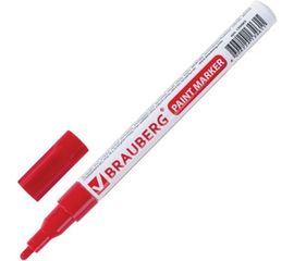 Лаковый маркер-краска 1-2 мм, красный, нитро-основа, алюминиевый корпус BRAUBERG 150865 