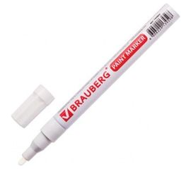 Лаковый маркер-краска 1-2 мм, белый, нитро-основа, алюминиевый корпус BRAUBERG 150869 