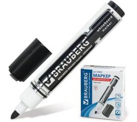 Маркер для доски Neo, с клипом, 5 мм, черный, BRAUBERG 150487 