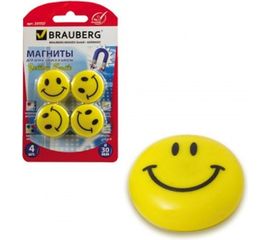 Магниты СМАЙЛИКИ, диаметр 30 мм, 4 шт. BRAUBERG 231727 