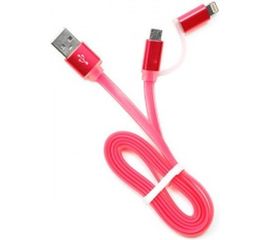 Кабель Cablexpert USB 2.0 AM/microBM 5P - iPhone lightning, 1м, комбо кабель, розовый CC-mAPUSB2pk1m 