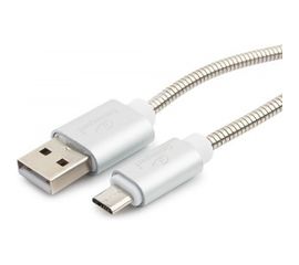 Кабель USB Cablexpert USB 2.0 AM/microB, серия Gold, длина 1м, блистер, серебро CC-G-mUSB02S-1M 