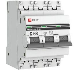 Автоматический трехполюсный выключатель EKF 16А С ВА47-63 4.5кА PROxima 2100603 