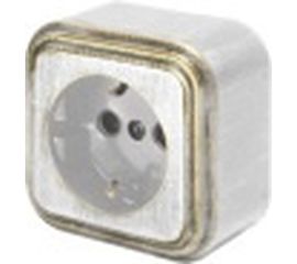 Розетка duwi о/п с з/к 1-местная серия Palazzo Vintage, белое золото патина 26433 0 