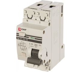Дифавтомат АД-32 PROxima 1п N C 16A 30mA AC 3kA EKF DA32-16-30-pro 