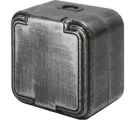 Розетка duwi о/п с з/к 1-местная серия Palazzo с крышкой IP54, серебро патина 26457 6 