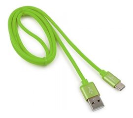 Кабель Cablexpert USB 2.0 AM/Type-C, серия Silver, длина 1 м, зеленый, блистер, CC-S-USBC01Gn-1M 
