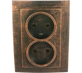 Розетка duwi с/п б/з 2-местная серия Palazzo Vintage, медь патина 26541 2 