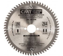 Диск пильный по цветным металлам и пластику (190х30х2,8/2,2 мм; Z64) CMT 296.190.64M 