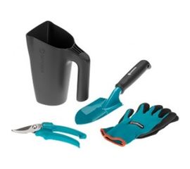 Комплект садовых инструментов "Домашнее садоводство" секатор, лопатка, перчатки садовые, многофункциональный кувшин с заостренным краем Gardena 08966-30.000.00 