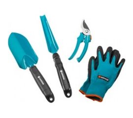 Базовый комплект садовых инструментов "Домашнее садоводство" секатор, лопатка, совок для прополки, перчатки садовые Gardena 08965-30.000.00 
