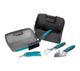 Комлект садовых инструментов для балкона "Домашнее садоводство" секатор, лопатка цветочная, мотыжка, щетка и совок, ящик для хранения Gardena 08970-30.000.00 