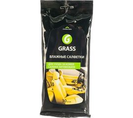 Влажные салфетки для ухода за кожаным салоном с натуральным воском карнауба 30 шт Grass IT-0312 