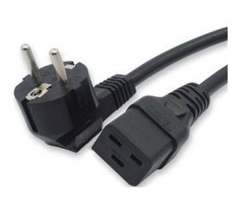 Кабель питания Shucko+C19 (3x1.5), 16A, угловая вилка, 1.8 м Hyperline PWC-IEC19-SHM-1.8-BK 43798 