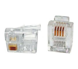 Телефонный разъем RJ-12 (6P4C) (3µ"/ 3 микродюйма) 100шт Hyperline PLUG-6P4C-P-C2-100 49379 