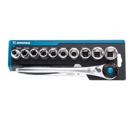 Набор торцевых головок, трещотка 120 зубьев, 12 предметов GROSS 14138 