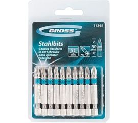 Набор бит PZ2х50, сталь S2, 10шт GROSS 11345 
