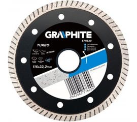 Диск алмазный ультра тонкий Turbo по бетону (115х22.2 мм) GRAPHITE 57H620 