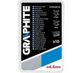 Сверло по металлу HSS-Co (10 шт; 4.5х80х47 мм) GRAPHITE 57H028-10 